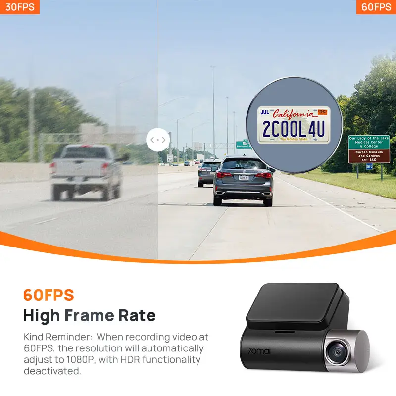 70mai Dash Cam A510 1944P HDR GPS ADAS 4G Connectivity 70mai 4G Front Cam A510 Car DVR 24H Parking Support Rear Cam - Image 2