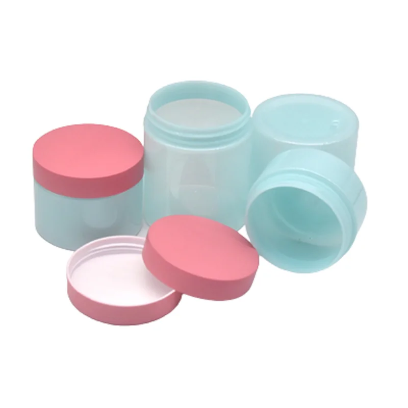 

24Pcs Refillable Bottle Empty Cosmetic Pots Light Blue Plastic Jar 100g 120g 150g 200g 250g Cream Container Wide Mouth Bottles