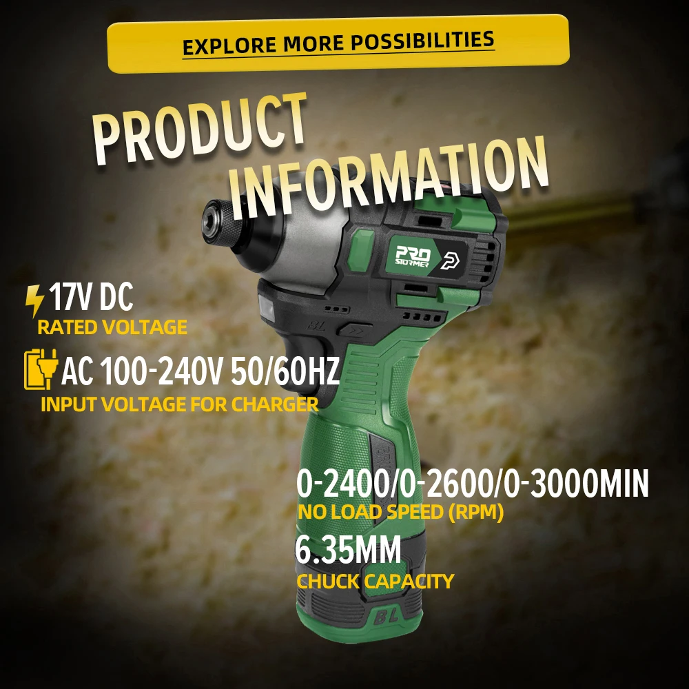 140NM Brushless Electric Screwdriver 17V Cordless Drill Screw 1500mAh Battery Rechargeable Hexagon Power Tools by PROSTORMER 3