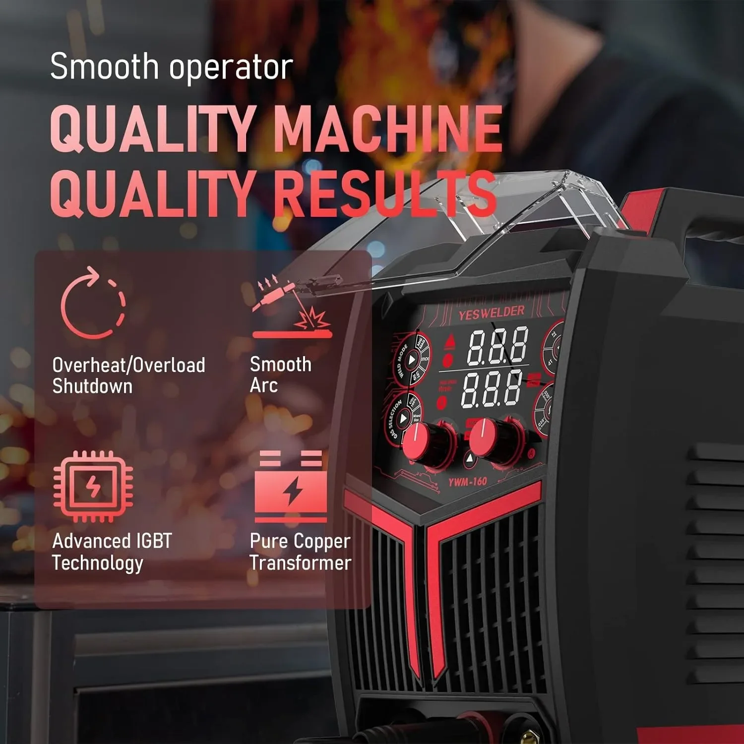 Gas Gasless 160A multiprocess MIG Welder，Flux Cored/MIG/Lift TIG/Stick ARC Welder 4 in 1 Welding Machine 5