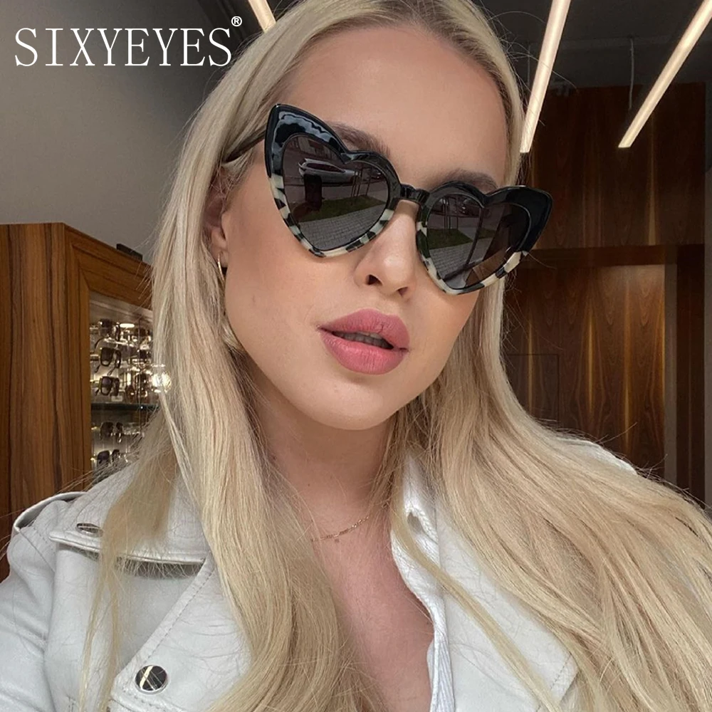 Heart Sunglasses Women Big Frame Personality Sun Glasses Sexy Cute Eyeglasses Gradient Lens Brand Designer Shades Oculos De Sol