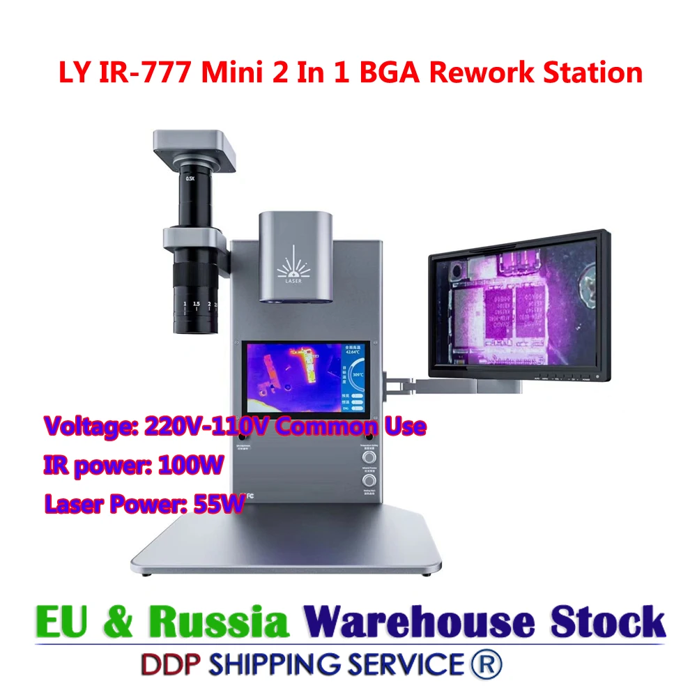 

LY IR-777 2 In 1 Intelligent Infrared Imager Analyzer BGA Rework Station Built-in Laser Heating De-soldering Function 30*30 160W