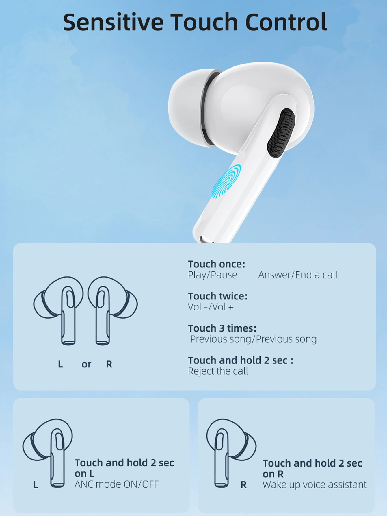 2026 New Pro Wireless Bluetooth Headphones Earphones with Mic Charging Case Long Playtime Compatible with All Smartphones 6