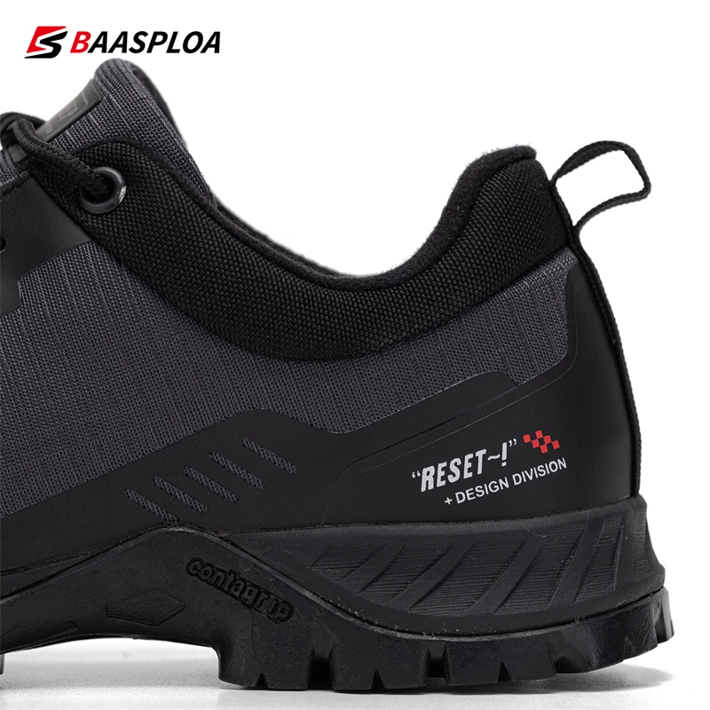 Baasploa New Men's Anti-Skid Wear-Resistant Hiking Shoes Fashion Waterproof Outdoor Travel shoes Sneaker Comfortable Male Shoes