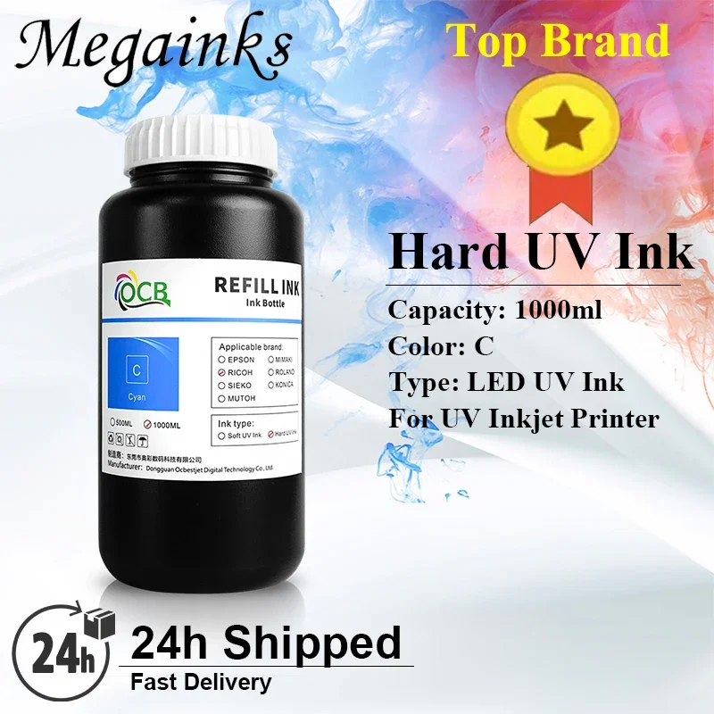 OCB GH2220 LED UV Ink 1000ML GH 2220 UV Curing Ink For Ricoh GH 2220 Printhead for Ricoh Printer Hard or Soft K C M Y White