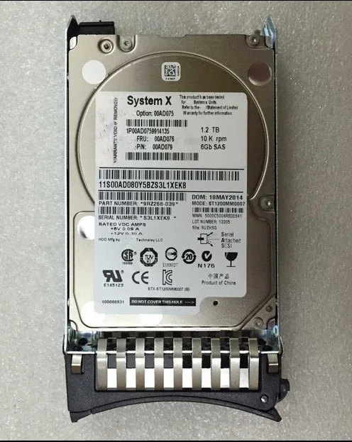 

00AD075 00AD076 00AD079 00AD077 1,2 ТБ 10K 6G 2,5 G2HS SFF SAS Жесткий диск HDD