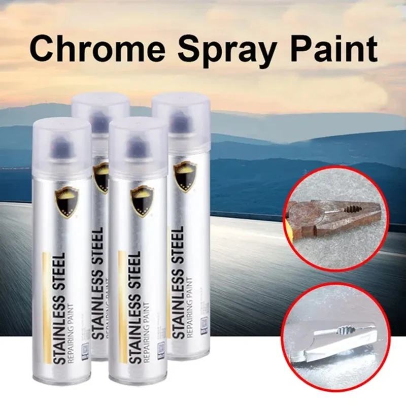 

350ml Stainless Steel Metal Spray Paint Rust Prevention Solder Joint Repair Paint Car Wheel Hub Chrome Plating