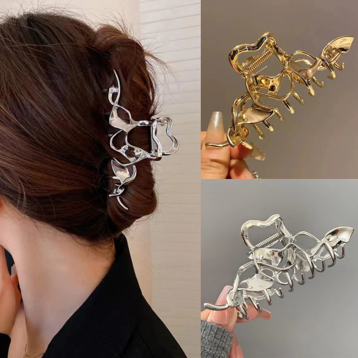 

Fashion Metal Hair Claws Women Girls Trendy Irregular Grab Clip Large Shark Clip
