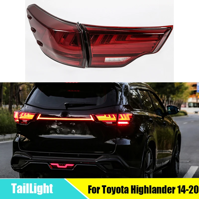 

LED Tail Lights For Toyota Highlander 2014-2020 black red Car Styling Rear Back Lamp DRL
