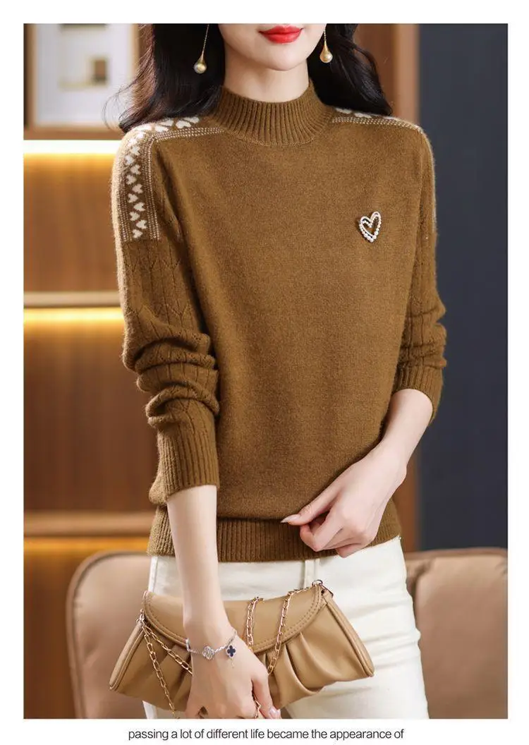 Weiche Weibliche Kleidung frauen Pullover Koreanische Mode 2026 Herbst Wolle Langarm Pullover Strickwaren Halb Stehkragen Frau Kleidung – Detail 18