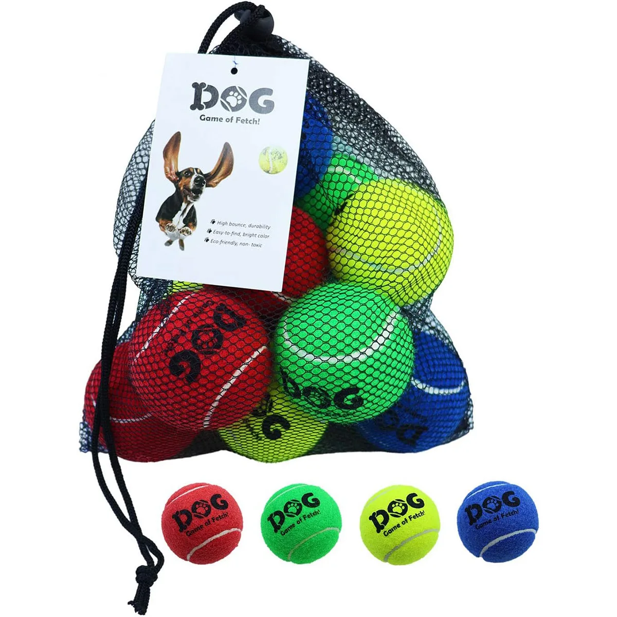 

Dog Pet Tennis Balls Toys Daily Training Mid-Air Catching Interactive Bouncy Natural Rubber Chew Thick Walled Balls 12-pack