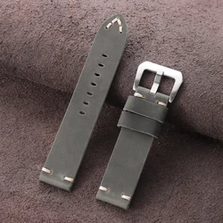 Handmade Retro Cowhide Leather Watch Strap - Universal Sport Bracelet - 26mm (Grey)