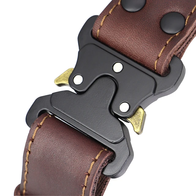 Soft Real Leather Dog Collar Genuine Leather Durable Collars with Safe Buckle Handle for Medium Large Dogs German shepherd 4