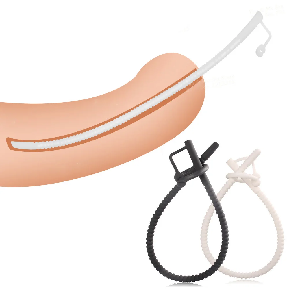 Long Silicone Hollow Urethral Sounding Catheter Dilator Horse Eye/Prostate Stimulator Penis Plug Ring Male Masturbation Sex Toys