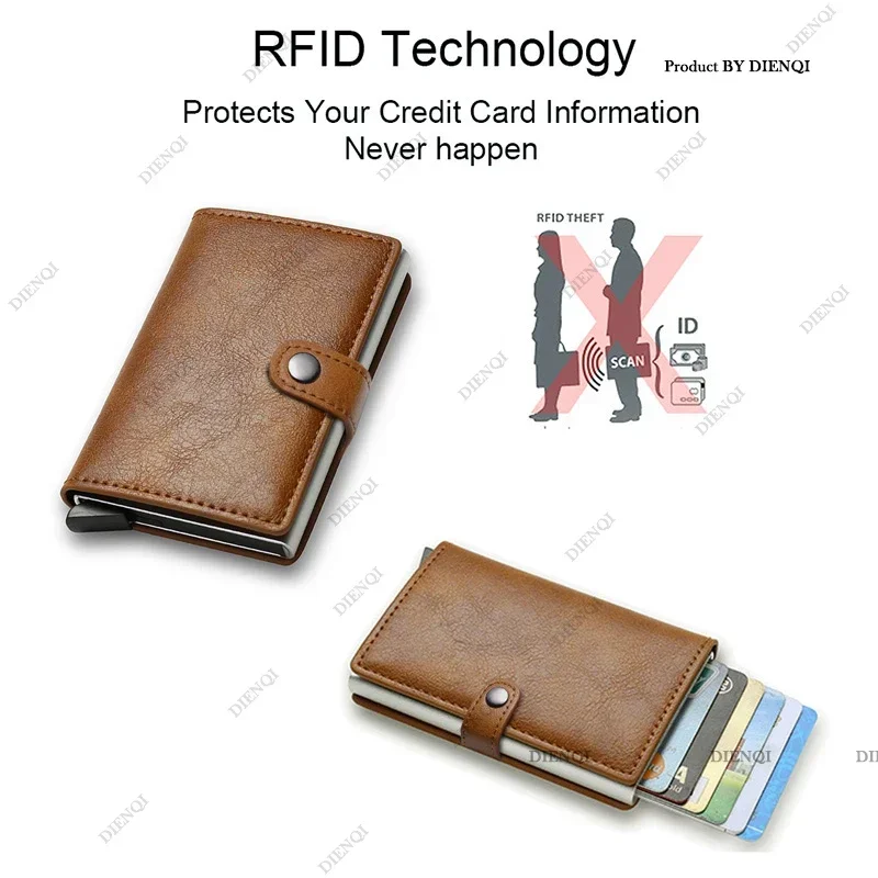 카본 파이버 명함 지갑 RFID 차단 지갑 현금 지갑 스마트 신용 카드 방문 카드 홀더 메탈 케이스 슬림 미니멀리스트 남성용 지갑