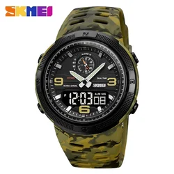 Men's Waterproof Sports Digital Watch - Military Style Exploration Timepiece (Green camo - black)