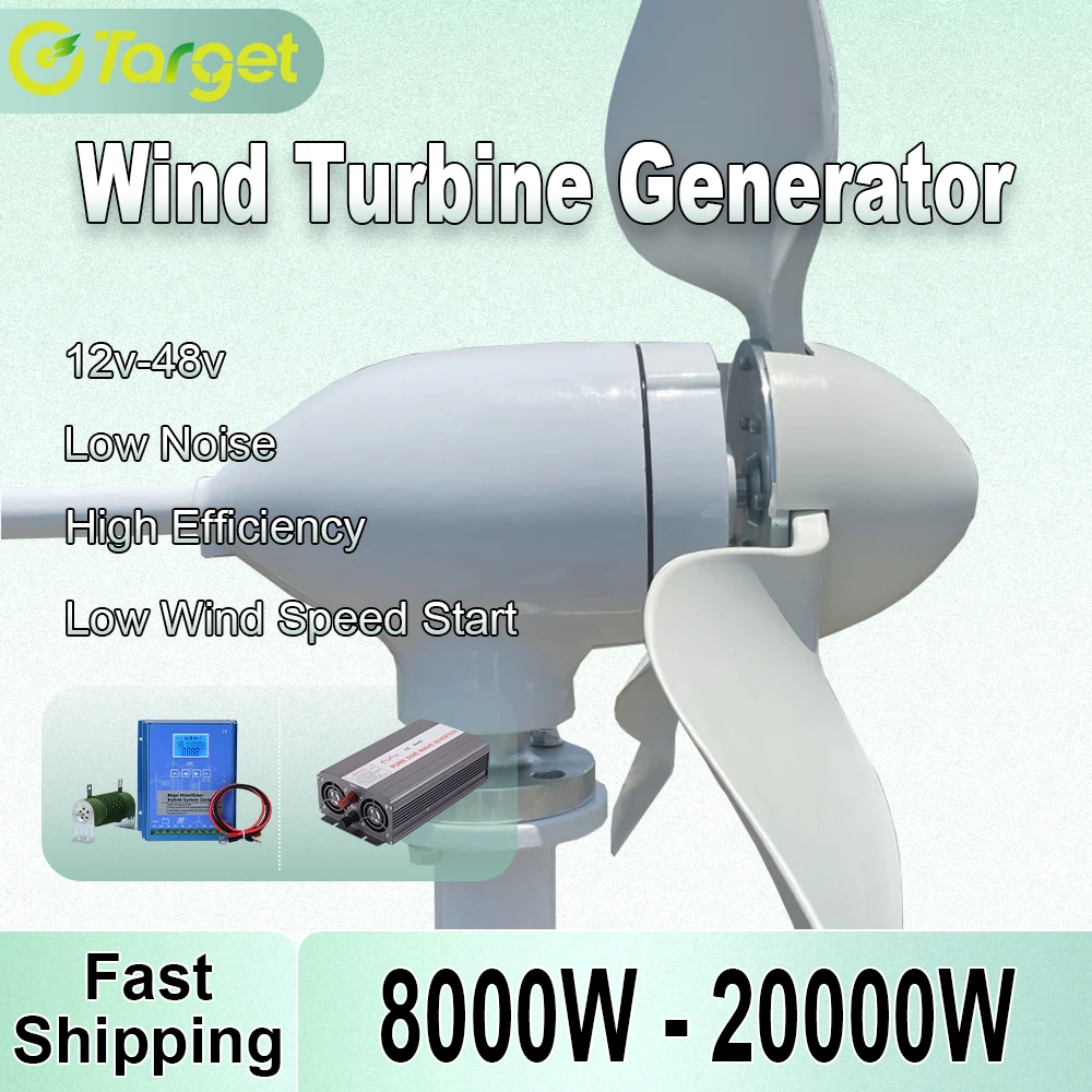 ระบบกังหันลมประสิทธิภาพสูงแบบออฟกริด 10 กิโลวัตต์ 12 โวลต์ 24 โวลต์ 48 โวลต์ แรงดันไฟฟ้าขาออก 220 โวลต์ 230 โวลต์ 240 โวลต์ ระบบจ่ายไฟสำหรับเครื่องใช้ไฟฟ้าภายในบ้าน 1
