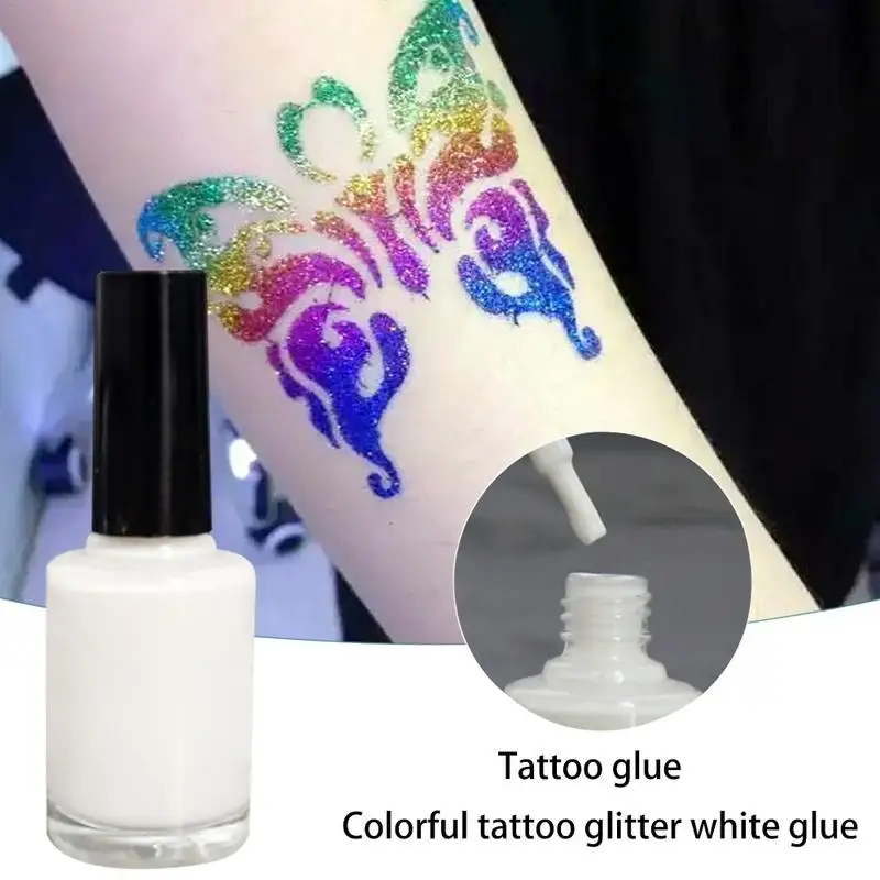 1Pc Clear Glitter Poeder Tattoo Wit Gel Flash Poeder Tattoo Lijm