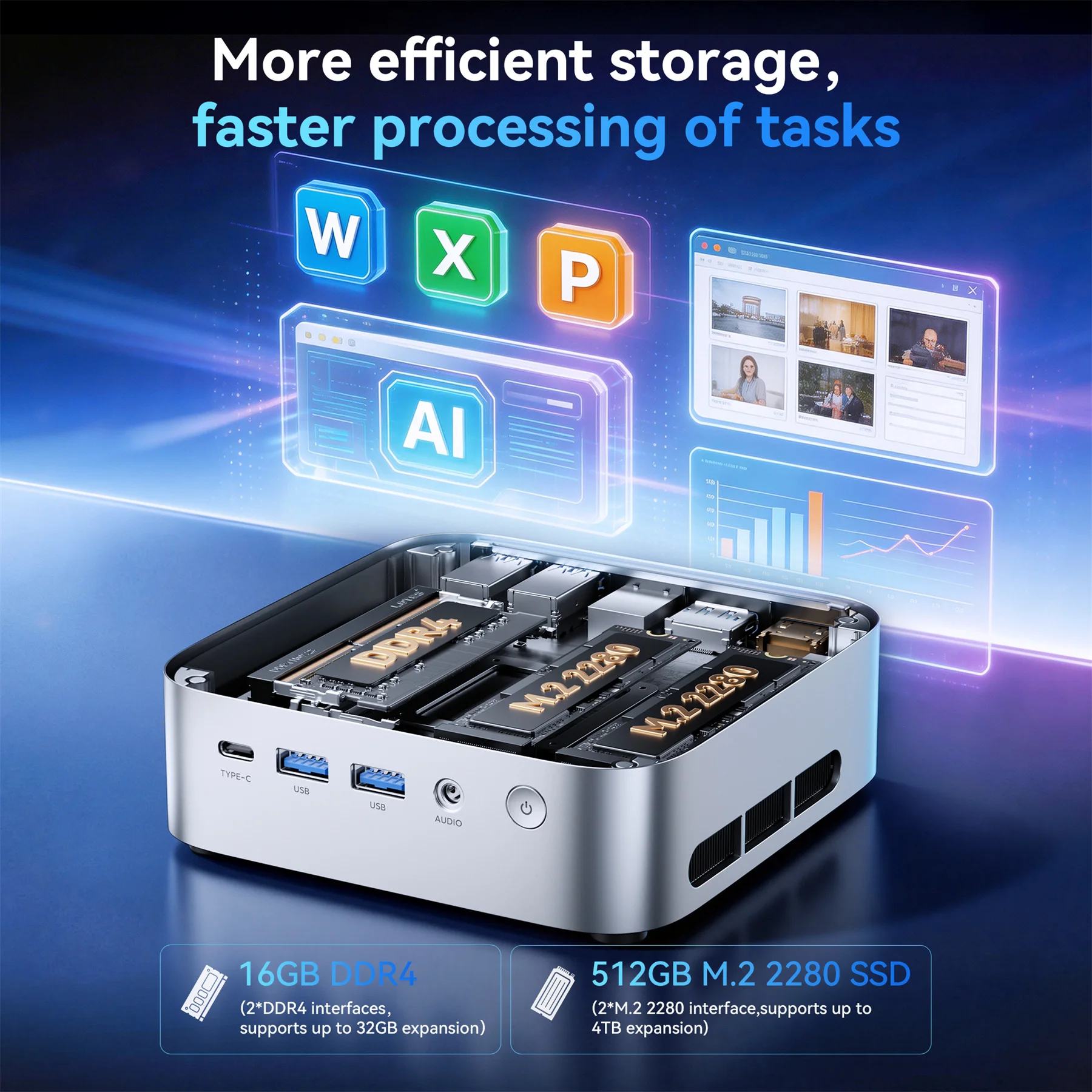 ACEMAGIC K1 Mini PC AMD Ryzen Embedded R2544 Processor 16GB DDR4 512GB M.2 2280 SSD Wifi5 BT4.2 UP TO 4TB Mini PC Windows 11 - immagine 8