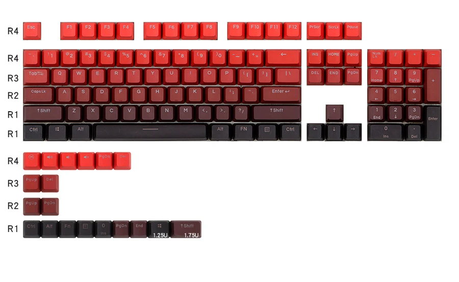 boa sorte cor vermelha backlit gradiente transparente keycaps oem perfil pbt topo lado letras keycap