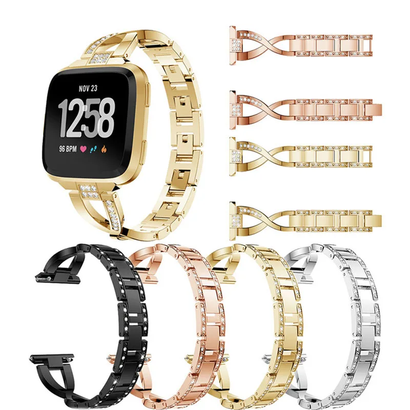 

Crystal Alloy Watch Band Metal Bracelet Adjustable Wrist strap for Fitbit versa 2 Bands with Rhinestone Replacement Accessories