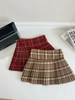 Plaid Pleated Mini Skirt Thick Wool Short Skirt High Waist Box-pleat Miniskirt for Women Teen-girl Preppy Style Outfit - Image 4