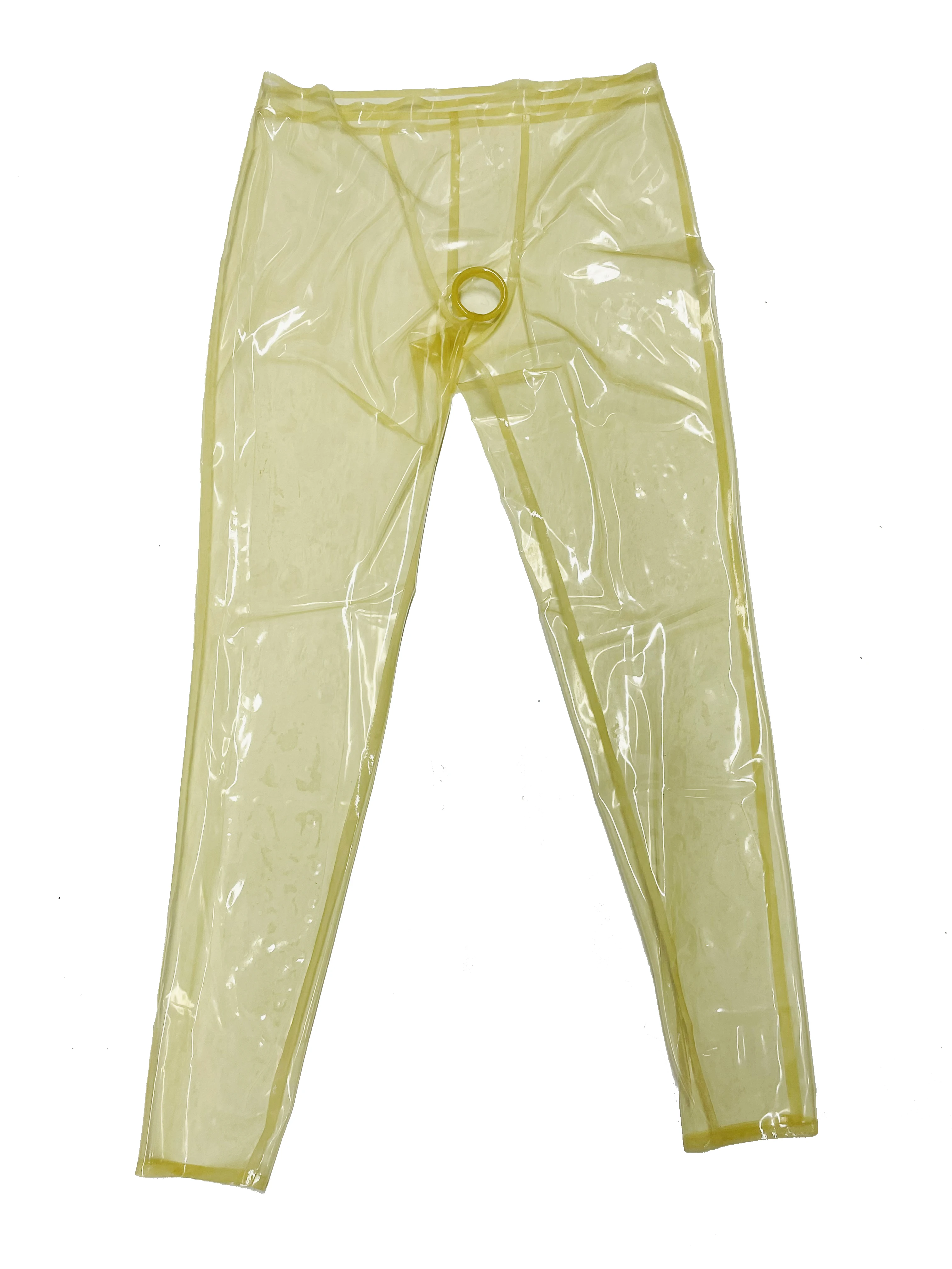 Transparent latex trousers Crotch hole ring crotch