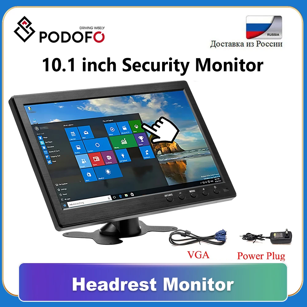 Monitor Podofo Da 10.1 "Per Display Tv E Computer Schermo Lcd A Colori Per Telecamera Di Backup Per Auto E Sistema Di Sicurezza Domestica Monitor Per 
