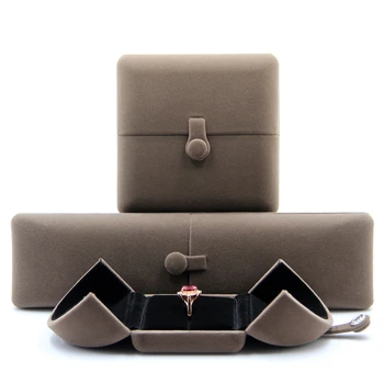 Special Design Velvet Wedding Double Ring Pendant Box Good Quality Jewelry Display Gift Case