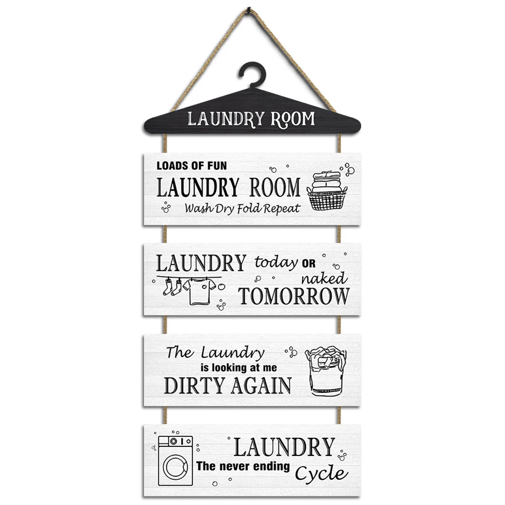 

Laundry Room Wall Hanging Sign Wooden Wash Dry Fold Repeat Laundry Plaque Vintage 11.8 X 4.3 Inch Dropship