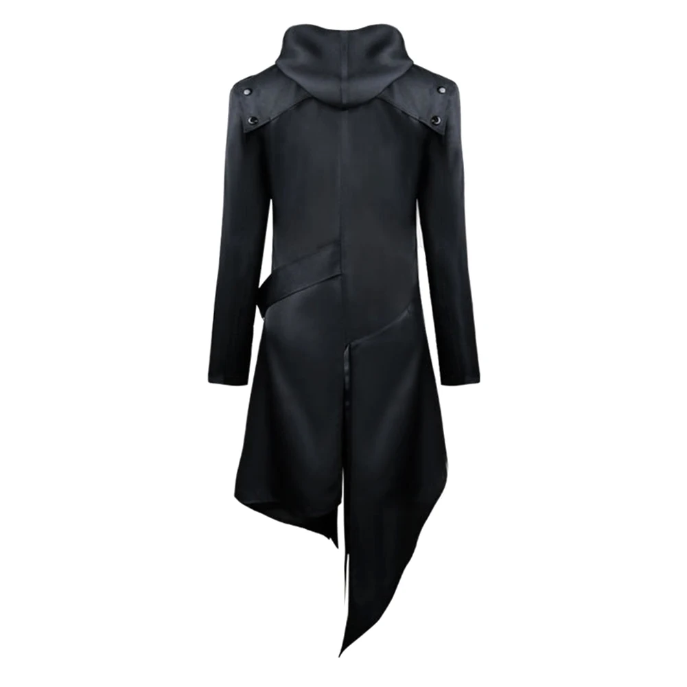 Cosplay Costumes Men Halloween Gothic Long Sleeve Hooded Jacket New Pure Color Halloween Cosplay Vintage Costume