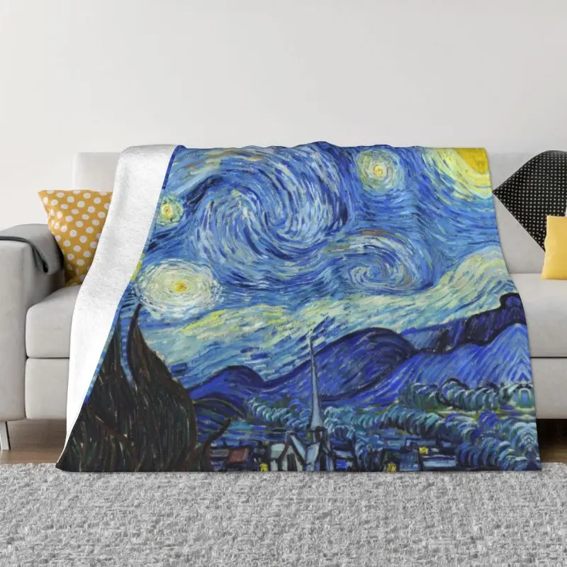 Vincent Van Gogh Starry Night Blankets Comfortable Soft Flannel Autumn