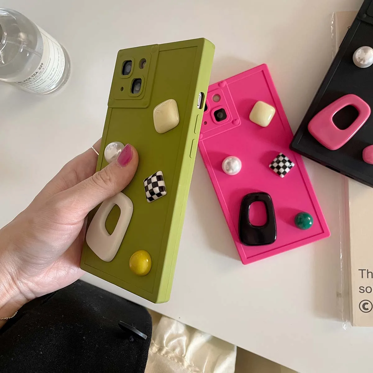 

Suitable for iPhone 14pro 12 phone cases Full Pack 13promax Square Silicone Soft Shell Stereoscopic Button Protector