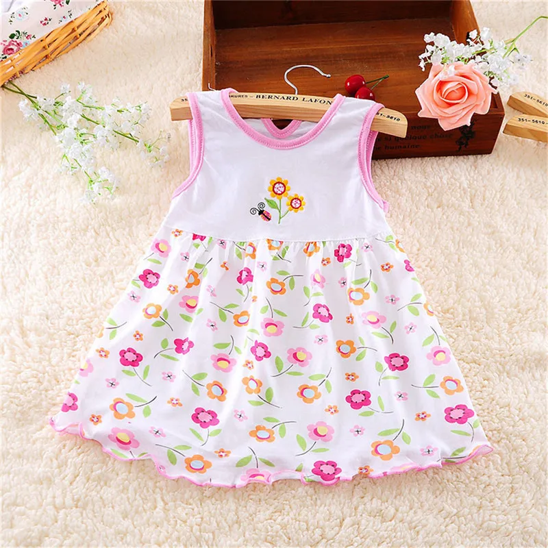Baby Girl Dress Infant Baby Girl Cotton Sleeveless Dress Casual Clothing 0-24 M For Summer