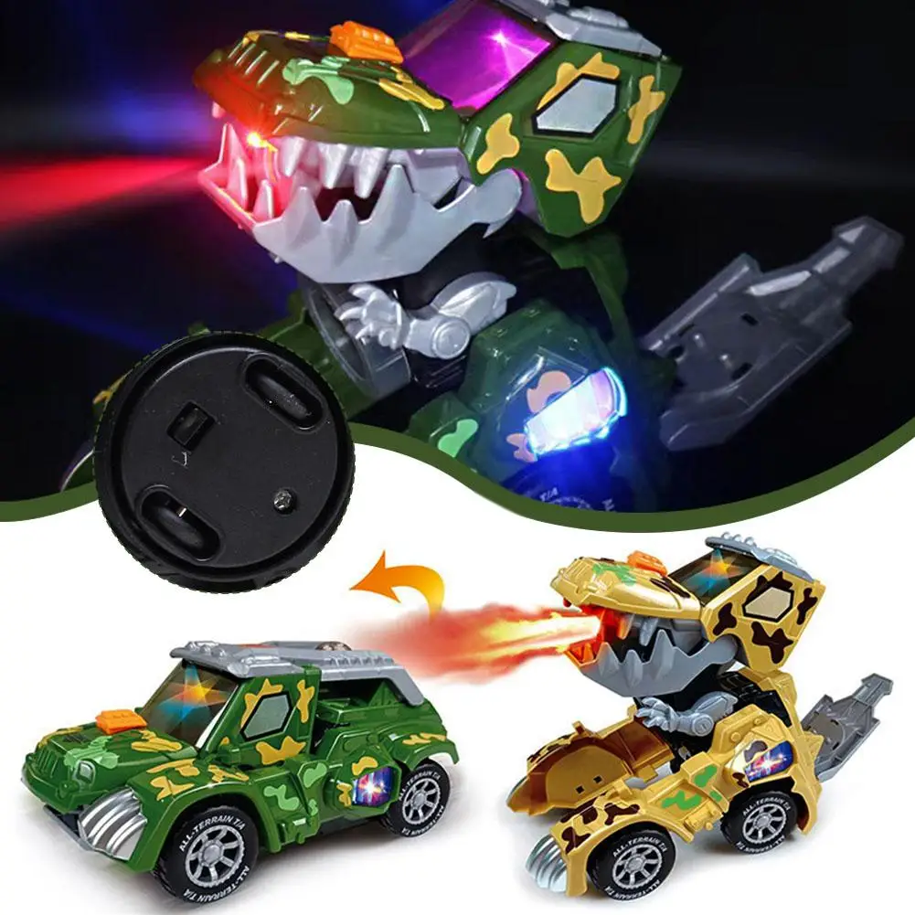 

Dinosaur Car Deformation Car Toys Automatic Transform Music Model Boy With Toy Robot Dinosaur Light Early Educational F0l1