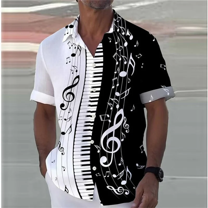 8 Colors 2024 Summer Note Shirt Piano 3D Printed Streetwear Men Women Fashion Oversized Short Sleeve Tops Clothing S-5XL 2