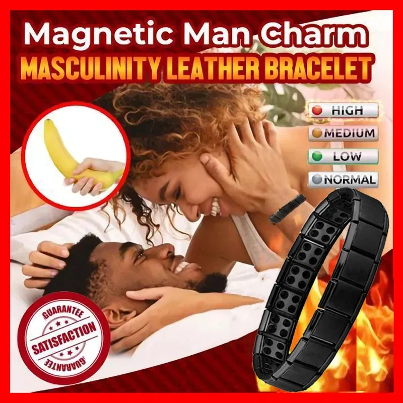 Creative Titanium Steel Bangle No Magnetic Man Charm Masculinity Leather Bracelet Stainless Steel Magnetic Buckle Punk Bracelet Charm Bracelet Magnetic Bracelet