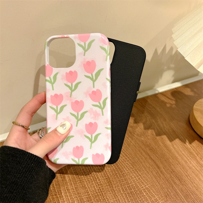 Pink Tulip Magnetic Two-in-One Film Protective Case for iPhone