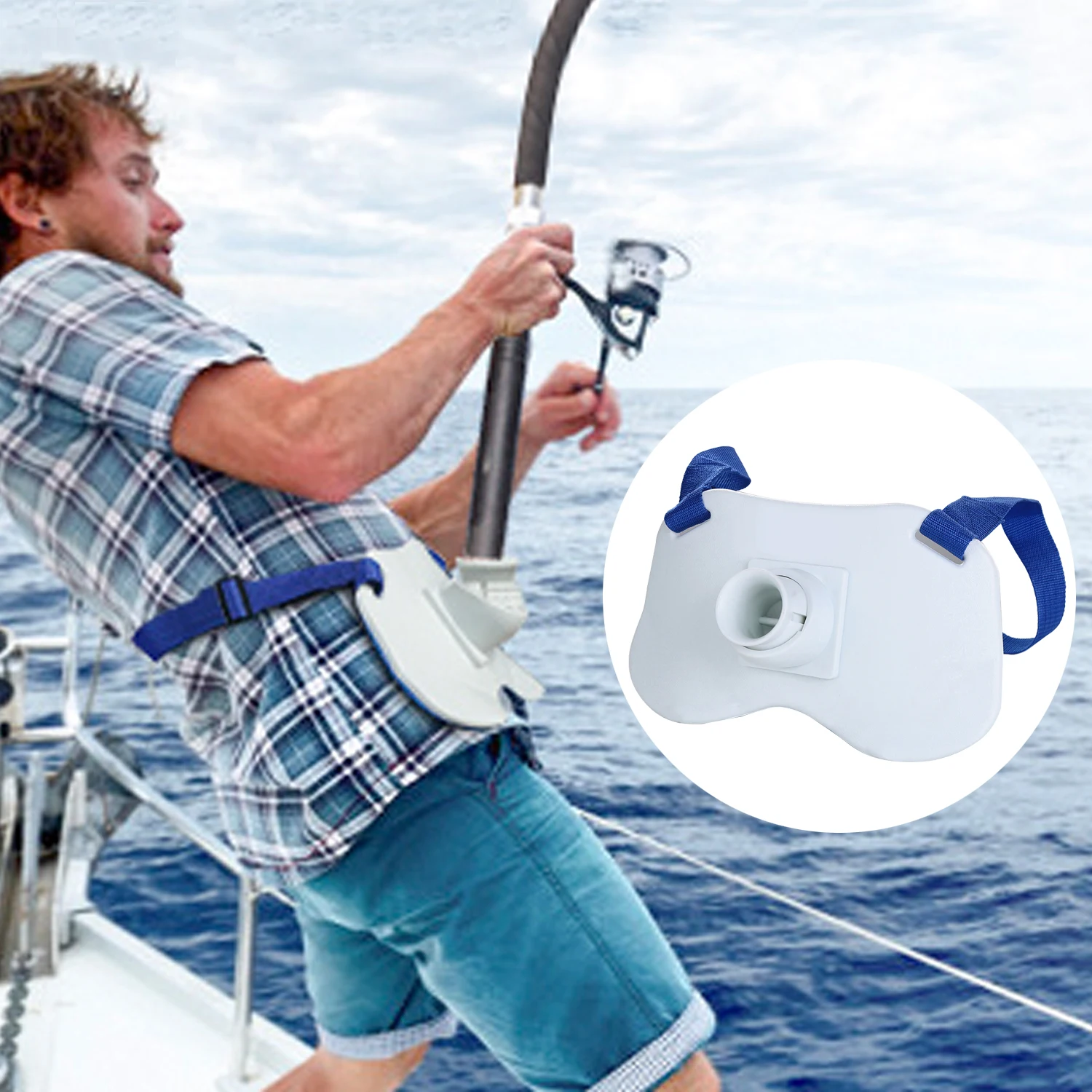 PELLOR 360Adjustable Padded Fishing Fighting Belt Offshore Tackle Boat Fishing  Rod Holder