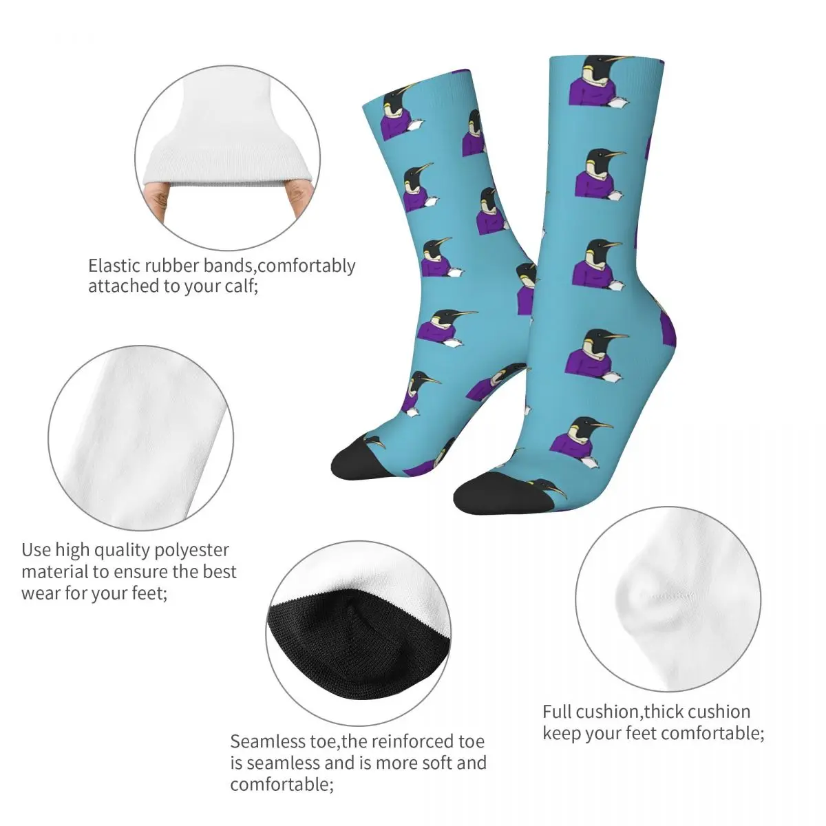 Office Penguin sockings Long Socks Harajuku Comfortable Breathable Happy Gift sockings For Unisex