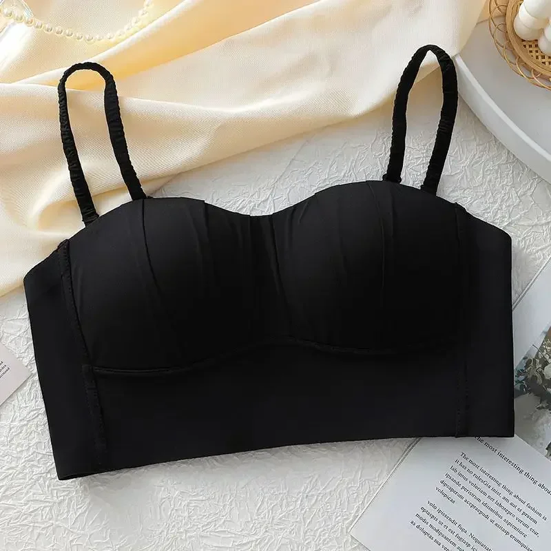 Sexy Push Up Bras French Pleated Bra New Detachable Ringless Thin Gather Bra Without Underwire Seamless Underwear for Women New