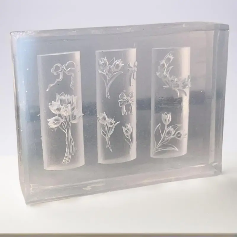 3D 실리콘 네일 몰드 달콤한 꽃 튤립 꽃다발 투명 네일 몰드 네일 참 장 매니큐어 템플릿 DIY 네일 아트 데코