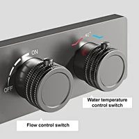 หรูหราปืนทองเหลืองสีเทาเพดานฝักบัวอาบน้ําอุณหภูมิคงที่ระบบจอแสดงผลดิจิตอล LED น้ําร้อนและเย็นฝังก๊อกน้ําห้องน้ํา 5