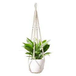 Elegant Macrame Plant Hanger with Hooks and Decorative Wood Beads - Indoor/Outdoor Planter Holder (1Pcs)