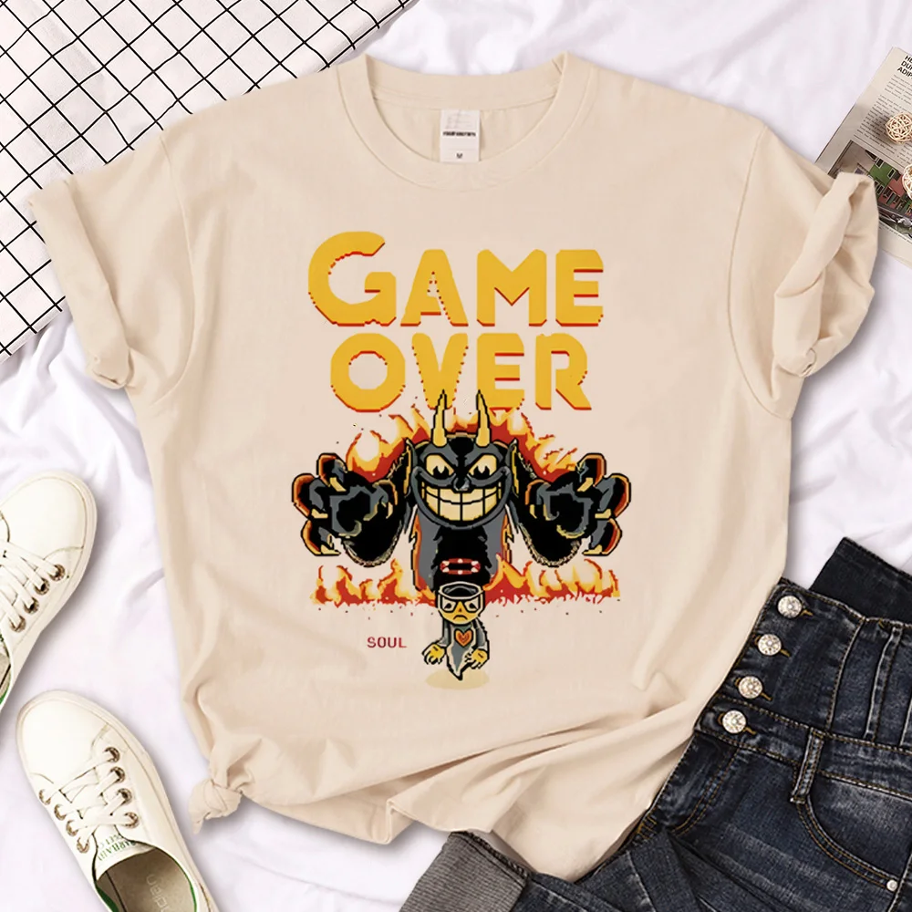 Cuphead Tshirt Donna Giapponese Comic Graphic Top Femminile Comic Clothes