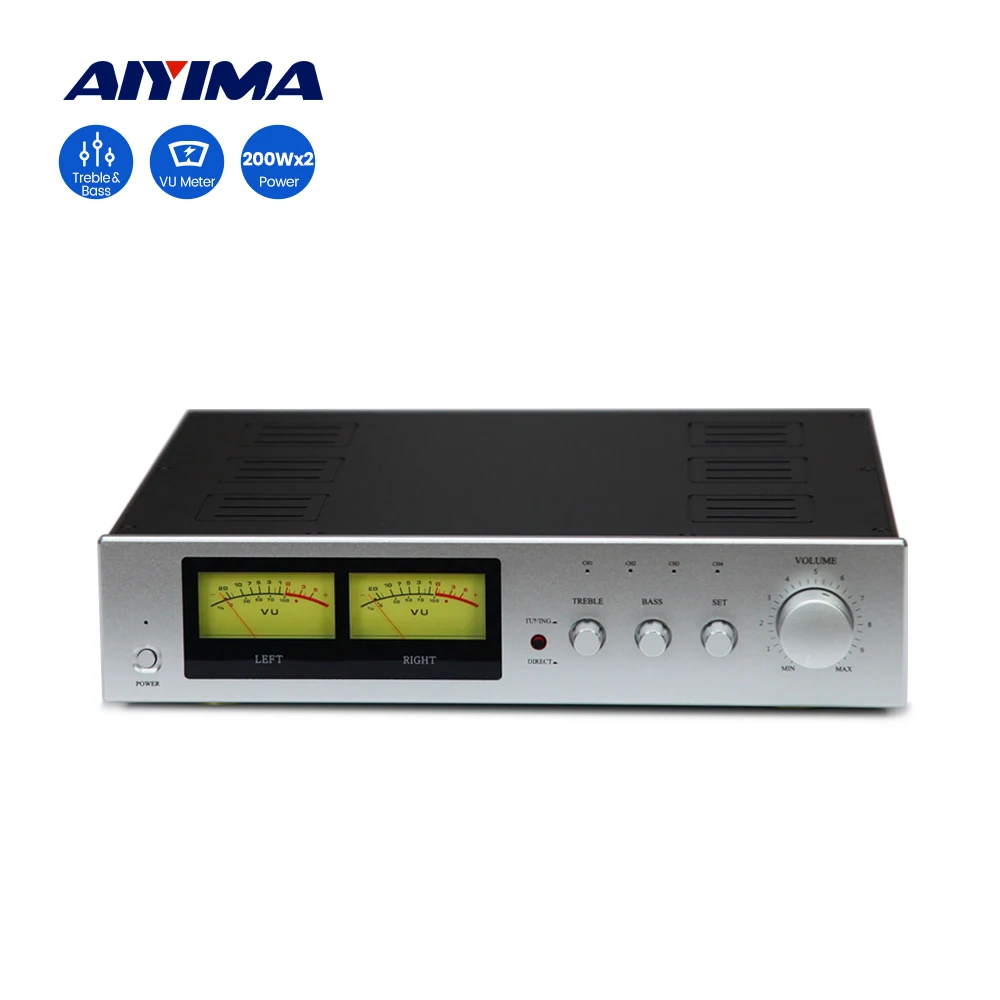 Amplificatore Di Potenza Hifi Aiyima Irf240 Irf9240 Amplificatore Fet Dual Vu Meter Amplificatore Audio A 2.0 Canali Amplificatore Audio Stereo 200 Wx