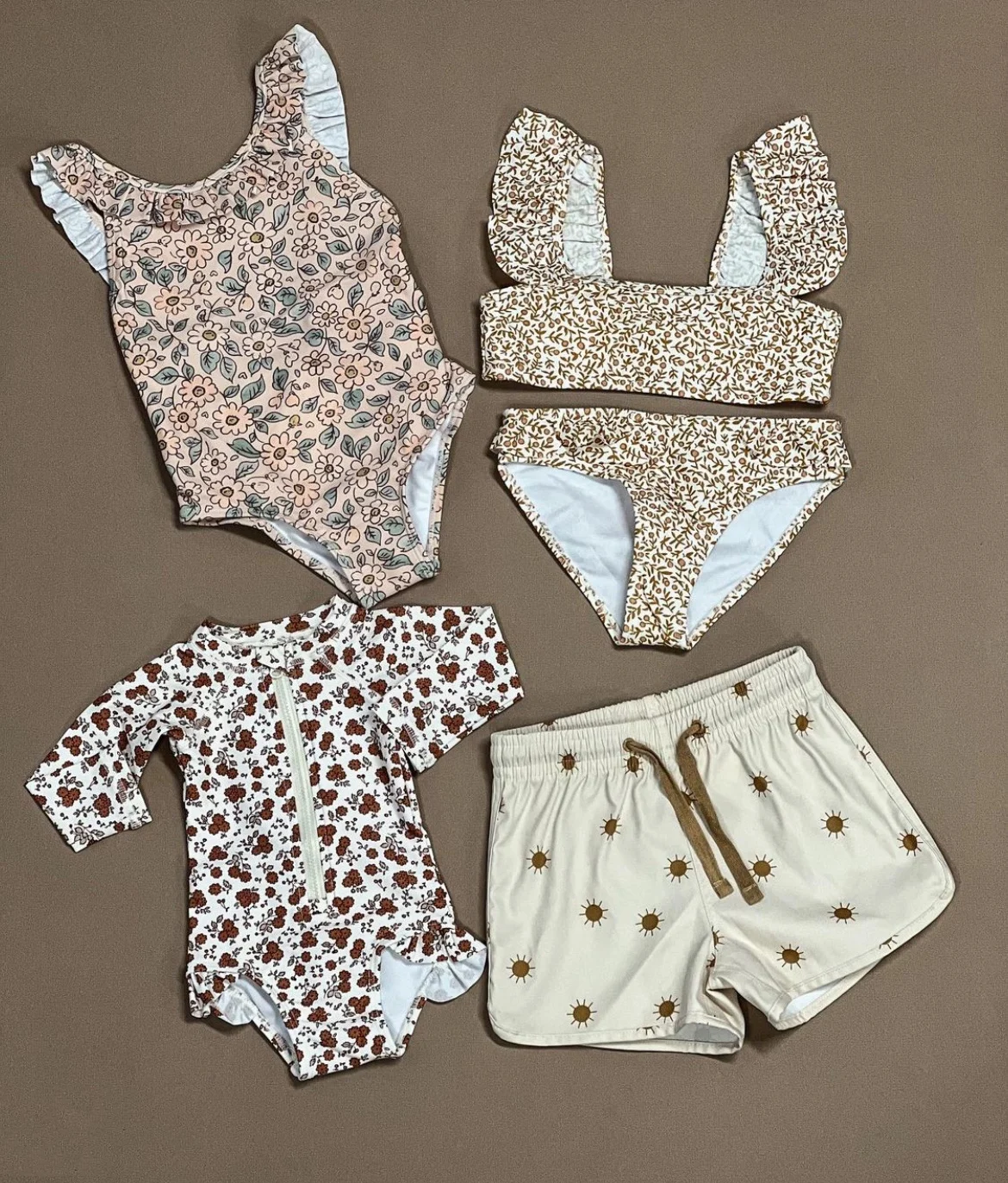 Toddler Girls Swimming Suits Summer RC Brand Baby Hawaii Clothes Kids Flower Swimwear Children Swimsuits Cute Bikini Girls clothing set