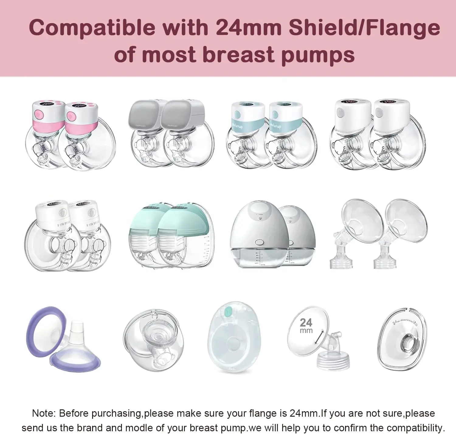 Breast Pump Accessories Flange Inserts 13/15/17/19/21/mm Caliber Size Adaptor Converter Small Nipple Horn Adapter 2