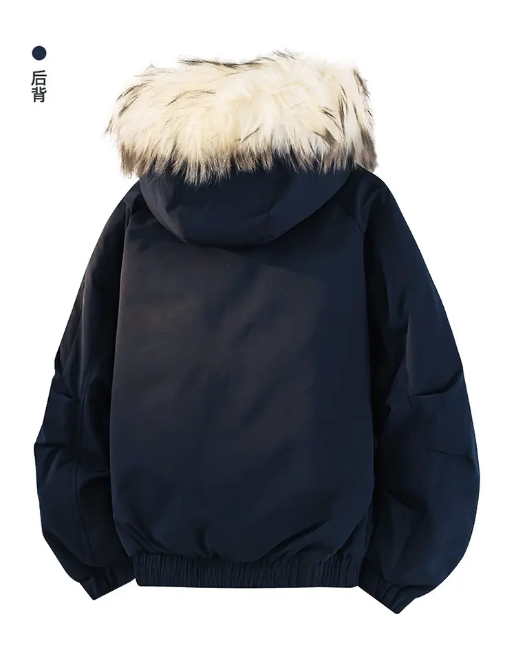Lässige Herren-Winterjacke mit Abnehmbarem Fellkragen, Warme Kapuzen-Daunenjacke, Winddichte Outdoor-Pufferjacke, Verdickte Premium-Parka – Detail 12