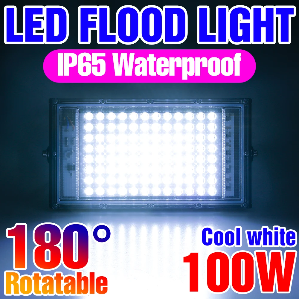 Led Flood Light Outdoor Spotlight 100W Reflectors Lamp Garden Decoration Floodlight Waterproof Portable Yard Lawn Street Lamps mix mobile stage light stative safety portable miniature christmas hanging stage light set luces discoteca wedding decoration